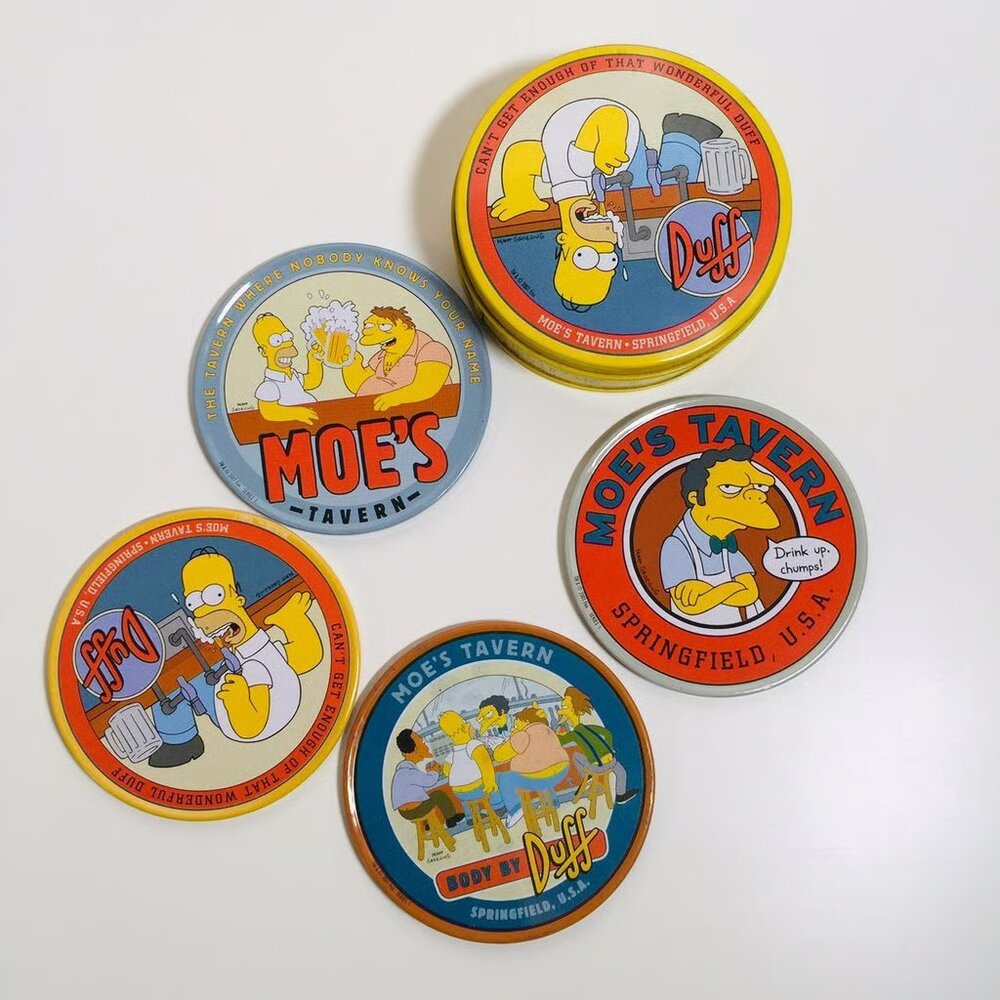 The Simpsons Duff Beer 4 Coaster Set in Tin 2001